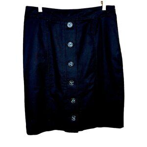 Vintage Rafaella Black Pencil Skirt 10P Quiet Luxury Lined Side Zip Officecore